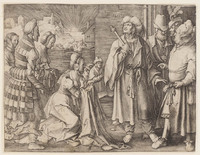 KG 01752
<br/>
Potifars vrouw beschuldigt Jozef
<br/>
<em>Leyden, Lucas van (1494-1533)</em>